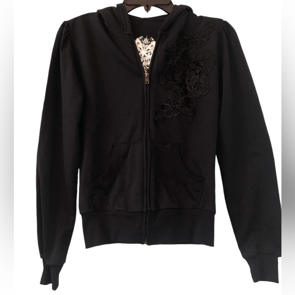 Self Esteem Juniors Black Zipper Hoodie in Small